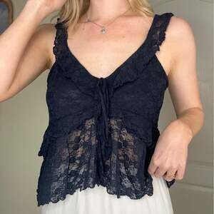 Old Navy Navy Lace Sheer Babydoll Cami Top